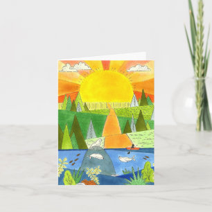 Carte Seal River Kayak Sunrise Happy Place Art