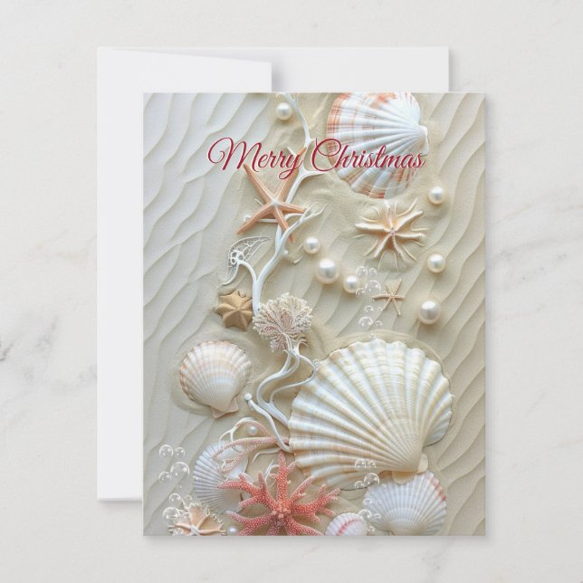 Carte Seas et salutations Starfish Perles de corail rose (Devant)