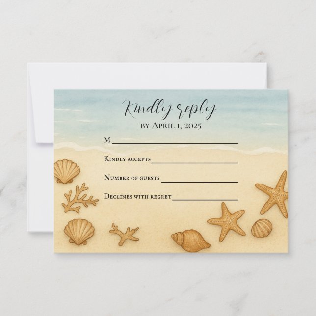 Carte Seashell Serenade RSVP (Devant)