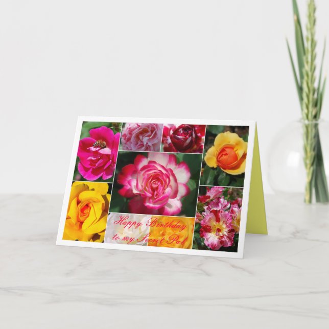 Carte Secret Pal Joyeux Anniversaire Rose Collage Jaune (Devant)
