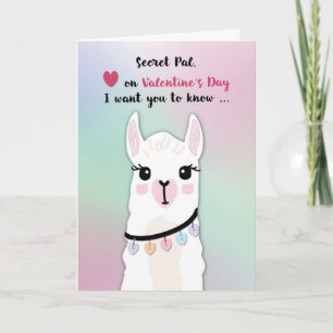 Carte Secret Pal Llamas Coeurs de la Saint Valentin