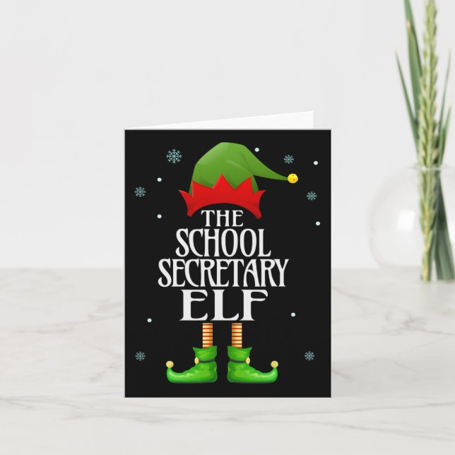 Carte Secrétaire de l'école Elf Xmas Funny Famille Corre (Devant)