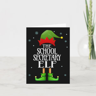 Carte Secrétaire de l'école Elf Xmas Funny Famille Corre