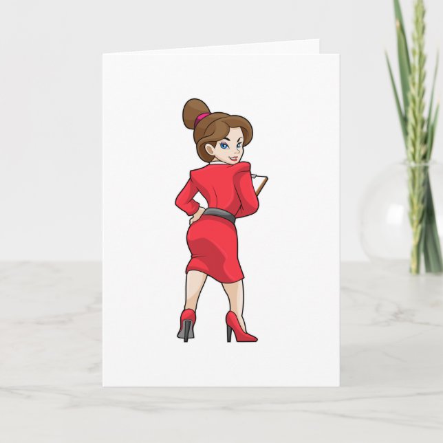 Carte Secrétaire en robe à talons hauts (Devant)