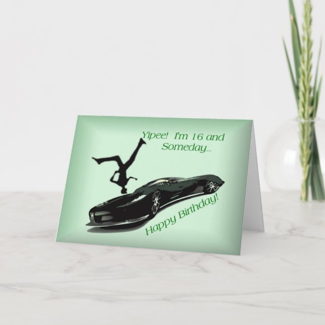 Carte Seize ans et aime les voitures (Devant)