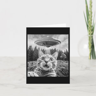 Carte Selfie De Chat Avec Alien Ufo Drôle Chat Pour Homm