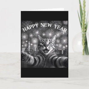 Carte Selfie de chat avec le compte à rebours de feu d'a