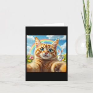 Carte Selfie De Chat Drôle Avec Bunny Cute Fête De Pâque