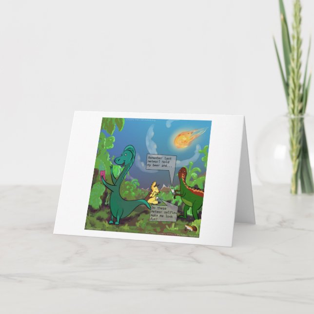 Carte Selfie de dinosaure Bande dessinée drôle (Devant)