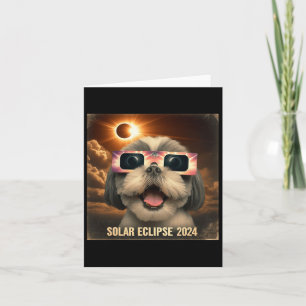 Carte Selfie Shih Tzu Enfants Mens Éclipse Solaire