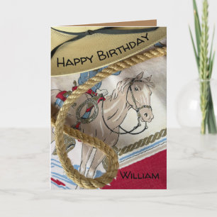 Carte Selle de cheval de cowboy chapeau de corde d'anniv