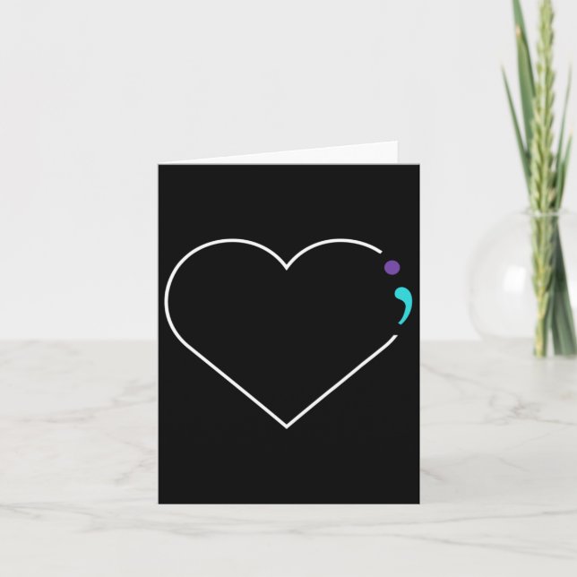 Carte Semicolon du coeur Sensibilisation à la santé ment (Devant)