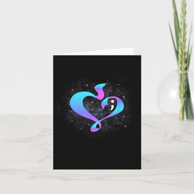 Carte Semicolon en forme cardiaque - Sensibilisation à l (Devant)