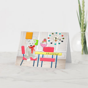 Carte senior humoristique avec chat et ours