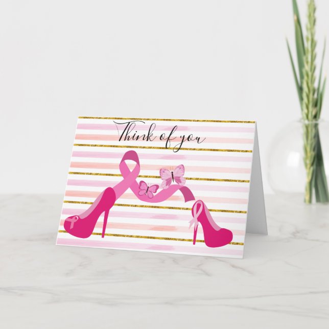 Carte Sensibilisation au cancer du sein Ruban rose pense (Devant)