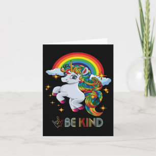 Carte Sensibilisation sur l'autisme Unicorn Be Kind Asl 