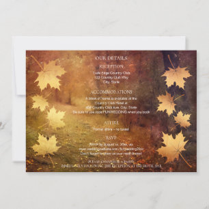 Carte sentier d'automne chute feuille  détails mariages