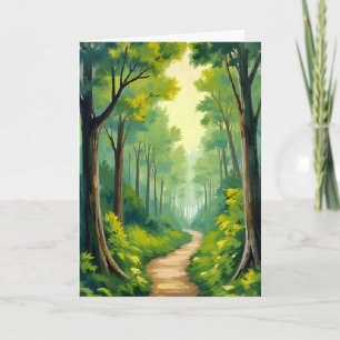 Carte Sentier de la forêt verte Peinture aquarelle de