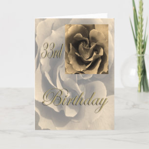 Carte Sepia Rose Joyeux 33ème anniversaire