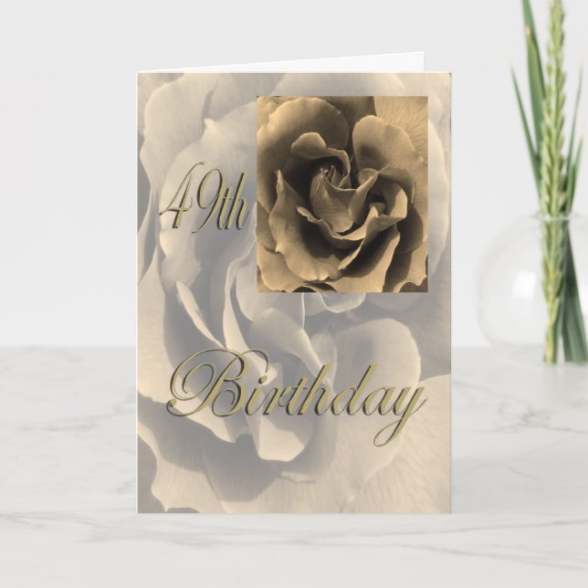 Carte Sepia Rose Joyeux 49ème anniversaire (Devant)