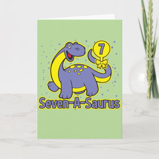 Carte Sept-A-Saurus Brontosaurus, 7e anniversaire de l'e (Devant)