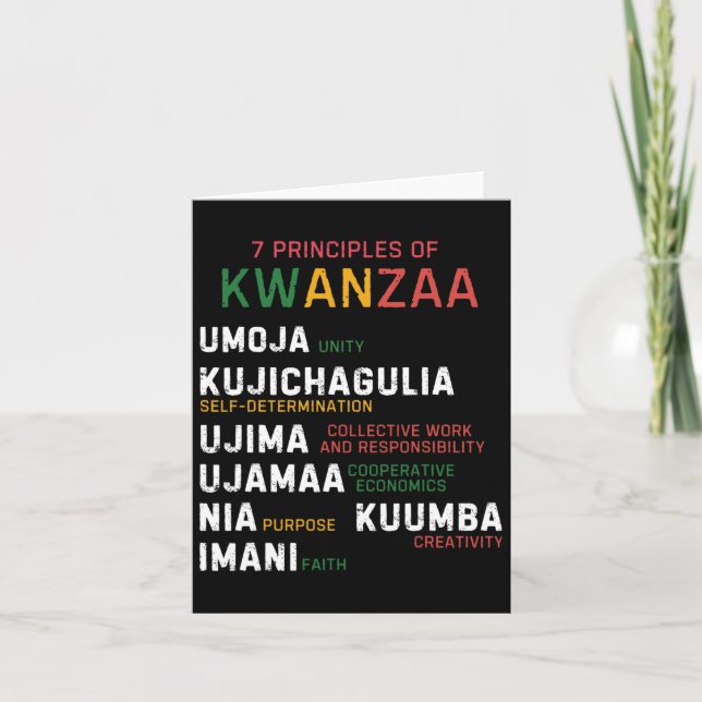 Carte Sept Principes de Kwanzaa Joyeux Kwanzaa  (Devant)