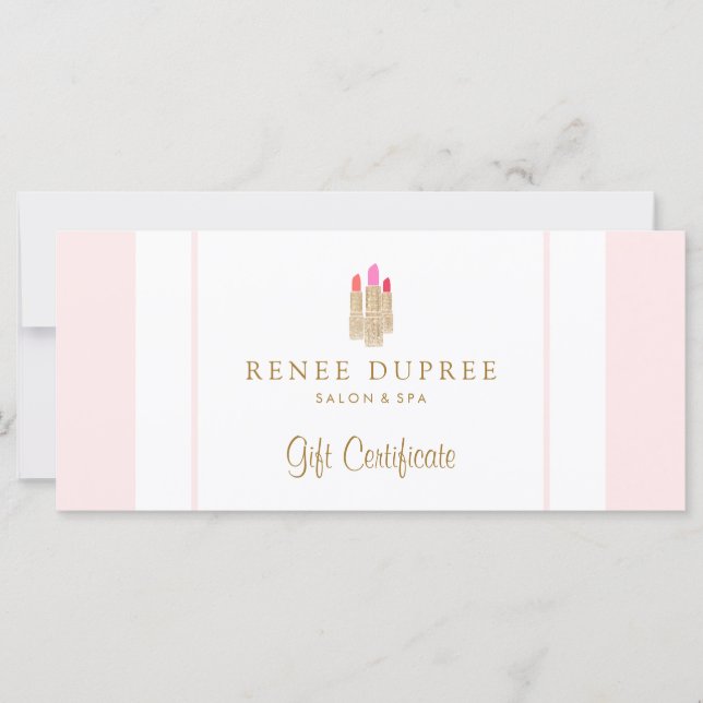 Carte Sequin Lipstick Logo Salon & Certificat Cadeau Spa (Devant)