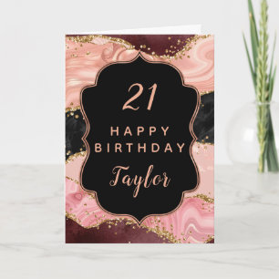Carte Séquins rose Noir Agate Joyeux Anniversaire