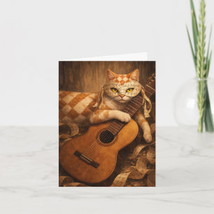 Carte Sérénade à la guitare, portrait de chat Sweet Note
