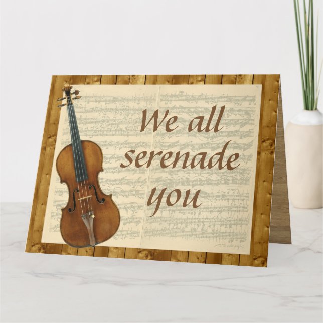 Carte Sérénade surdimensionnée de groupe, violon et musi (Devant)