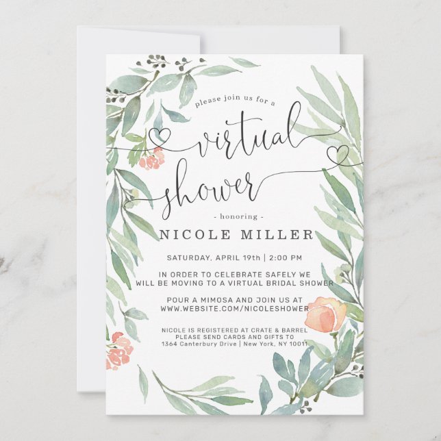 Carte Serene Botanical | Wild Meadow Virtual Bridal (Devant)