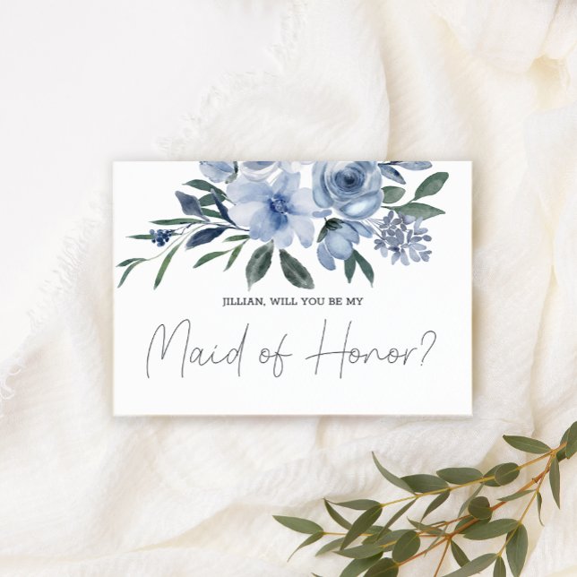 Carte Serez-vous ma Demoiselle d'Honneur Fleurs Bleu Pou (Créateur téléchargé)