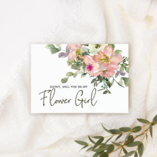 Carte Serez-vous ma fille à fleurs Éggshell et Blush