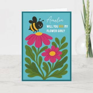 Carte Serez-Vous Ma Fille Fleur Cute Bumblebee Floral