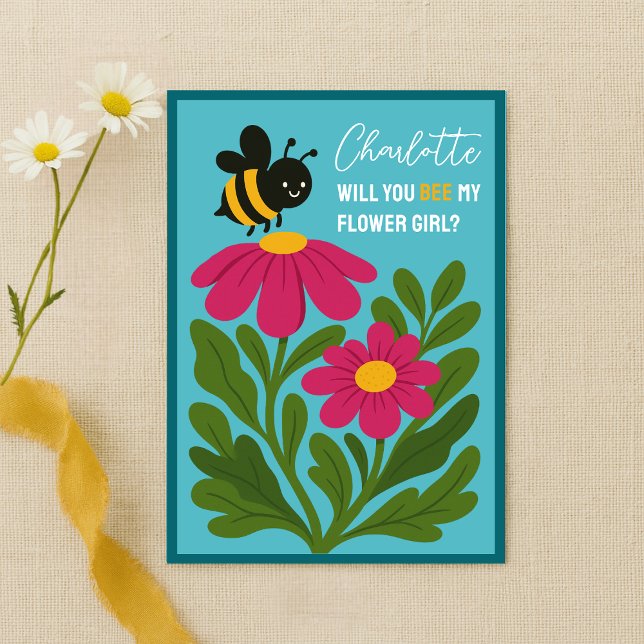 Carte Serez-Vous Ma Fille Fleur Cute Bumblebee Floral (Créateur téléchargé)
