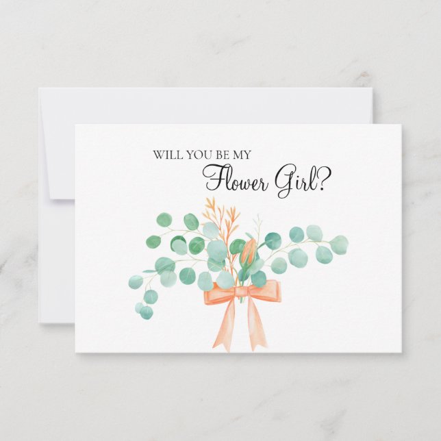 Carte Serez-Vous Ma Fille Fleur Eucalyptus Green Peach (Devant)