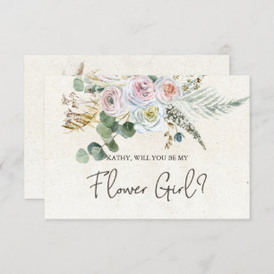 Carte Serez-Vous Ma Fille Fleur Pastel Boho Neutral