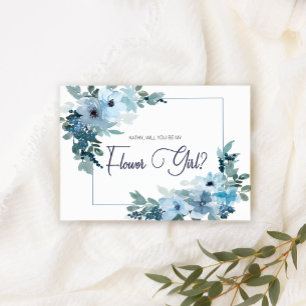 Carte Serez-Vous Ma Fille Fleur Rose Moderne Bleue