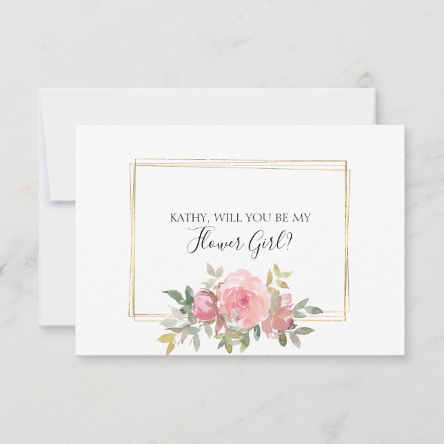 Carte Serez-Vous Ma Fille Fleur Rosée (Devant)