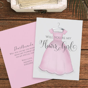 Carte Serez-vous ma fille Flower Mariage Robe Rose migno