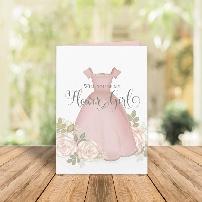 Carte Serez-vous ma Flower Girl Aquarelle Blush (Créateur téléchargé)