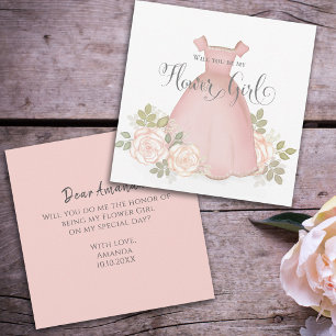 Carte Serez-vous ma Flower Girl Aquarelle Blush Pretty
