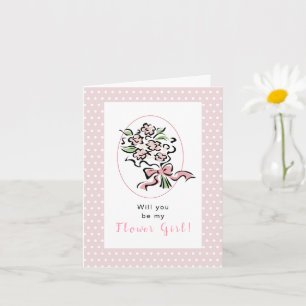 Carte Serez-vous ma Flower Girl ? Bouquet rose