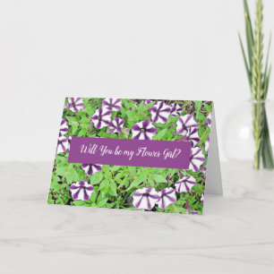Carte Serez-vous ma Flower Girl Purple Petunias