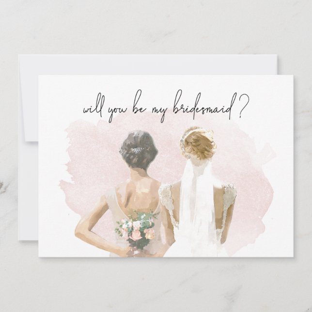 Carte Serez-Vous Ma Proposition D'Époux Rose Aquarelle (Devant)