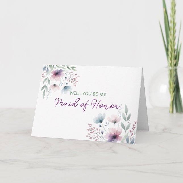 Carte Serez-vous ma servante d'honneur ? | Mariage flora (Devant)