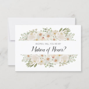 Carte Serez-vous mon maître d'honneur blanc floral Elega