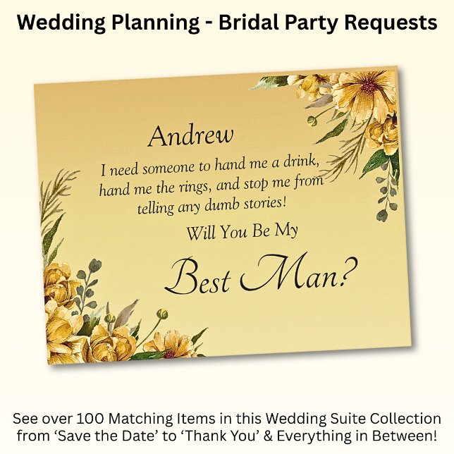 Carte Serez-Vous Mon Meilleur Homme ? Jaune doré (Créateur téléchargé)