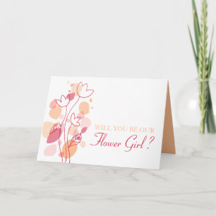 Carte Serez-vous notre Flower girl confetti rouge orange