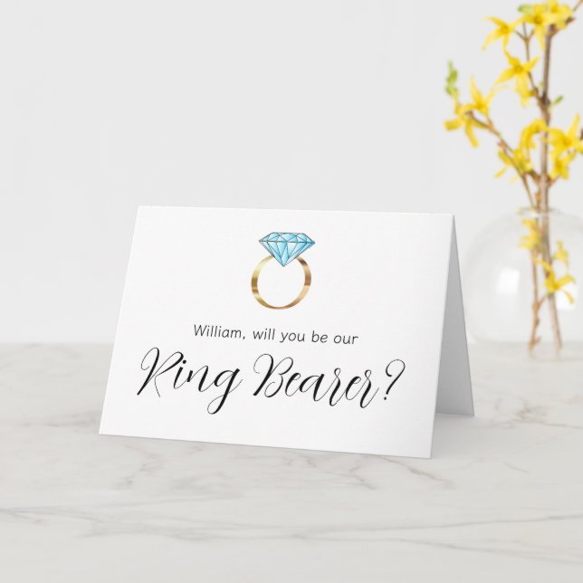 Carte Serez-Vous Notre Porte-Alliance Anneau Bleu Diaman (Fleur jaune)
